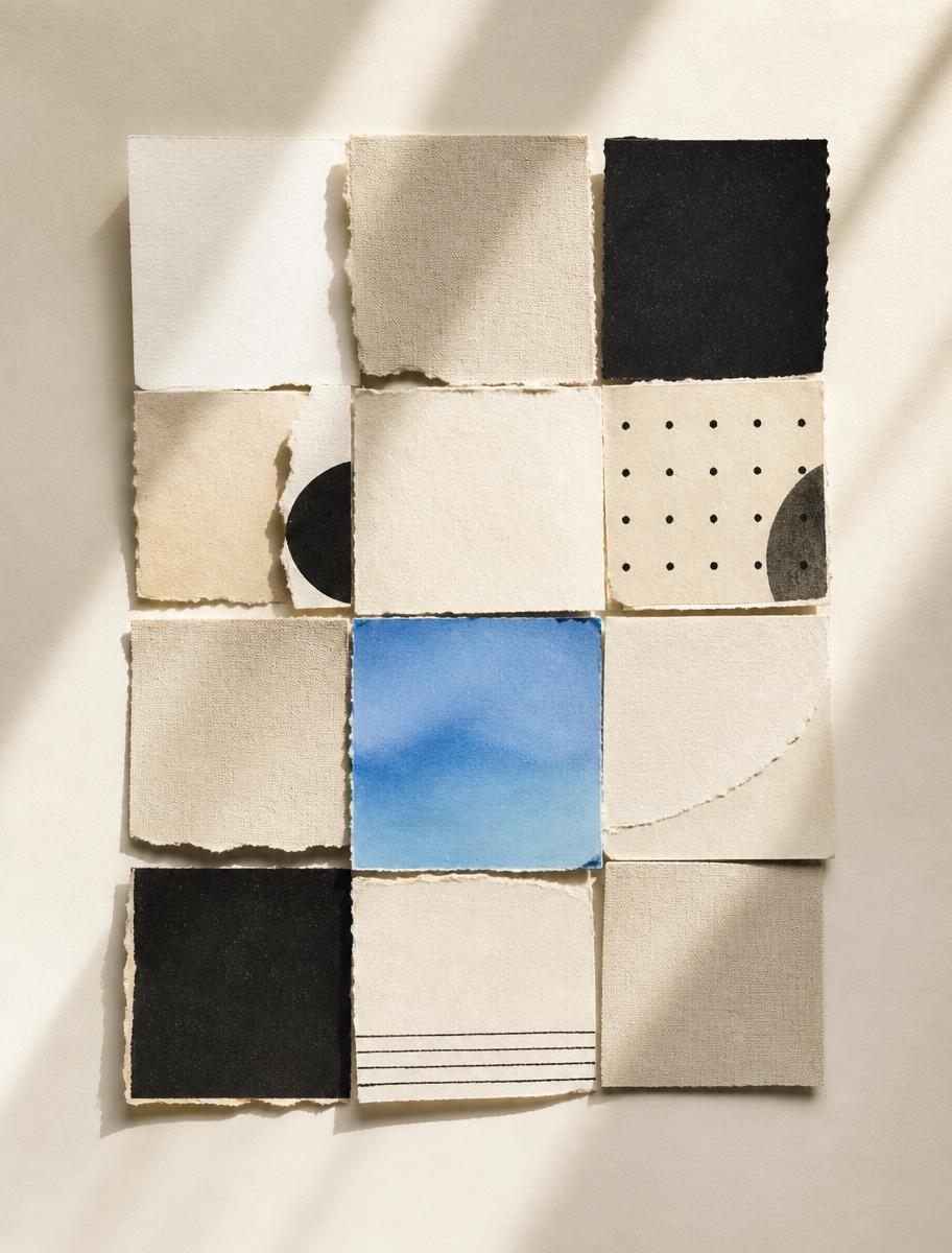 Workshops, abstract editorial paper collage artwork